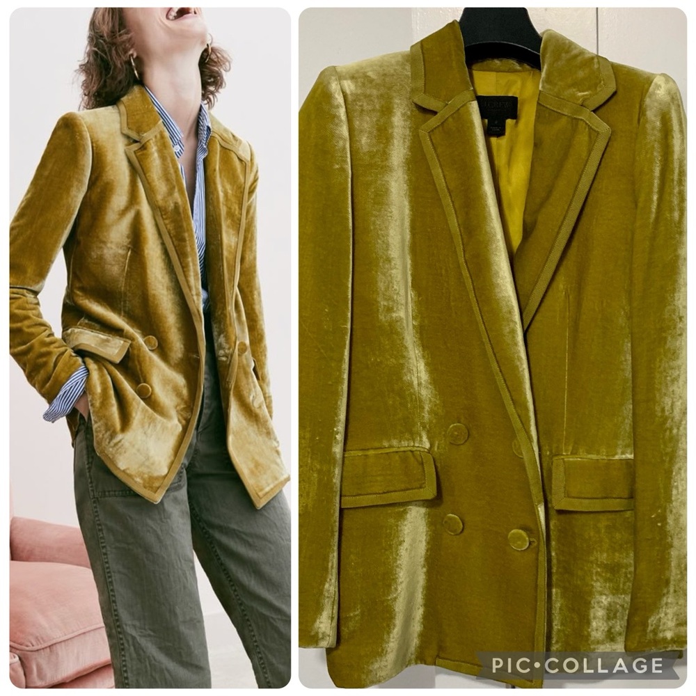 J.Crew Collection - Double Breasted Velvet Blazer - Bright Lichen Size 2